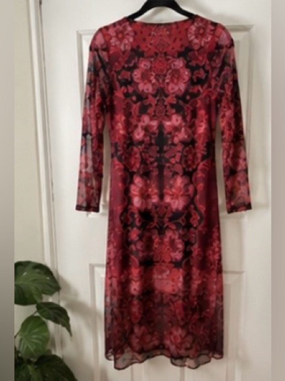 Jade by Johnny Was Tulus Mesh Midi Dress XS Scilla Floral Sheer Overlay - Picture 6 of 10